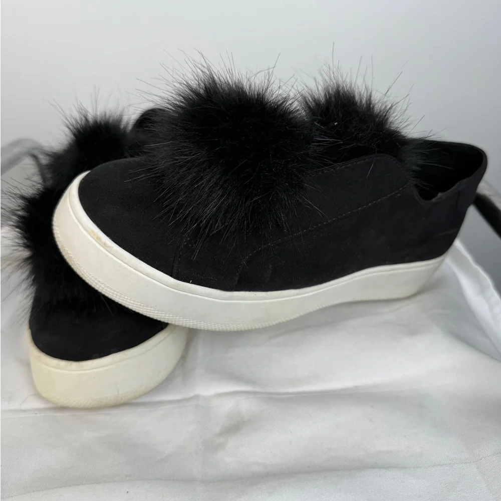 Steve Madden Black Furry Slip-On‎ Sneakers